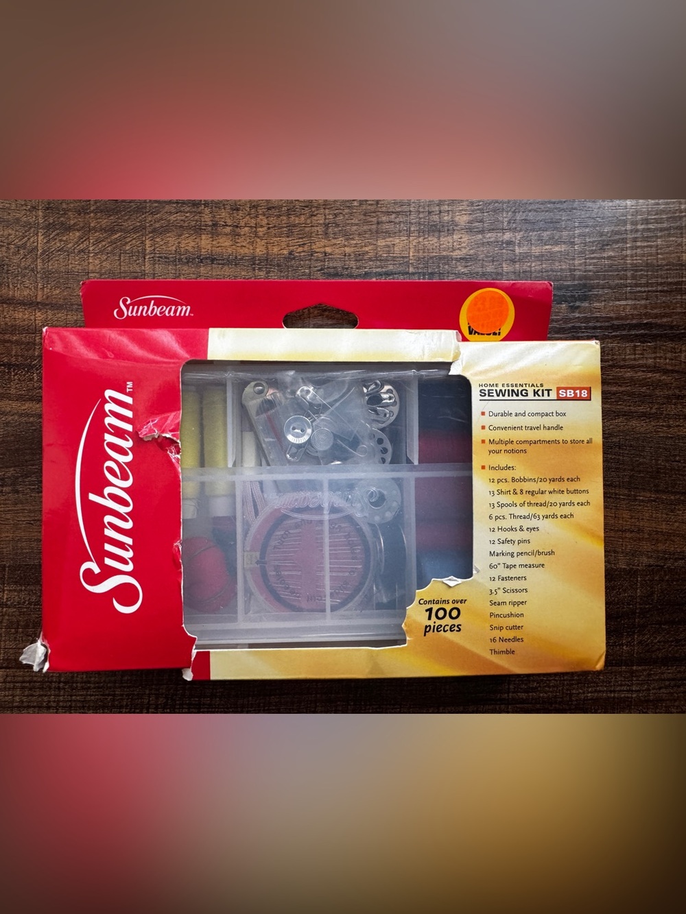 Sunbeam Home Essentials Sewing Kit SB18 Over 100 Pieces Case Storage Travel New